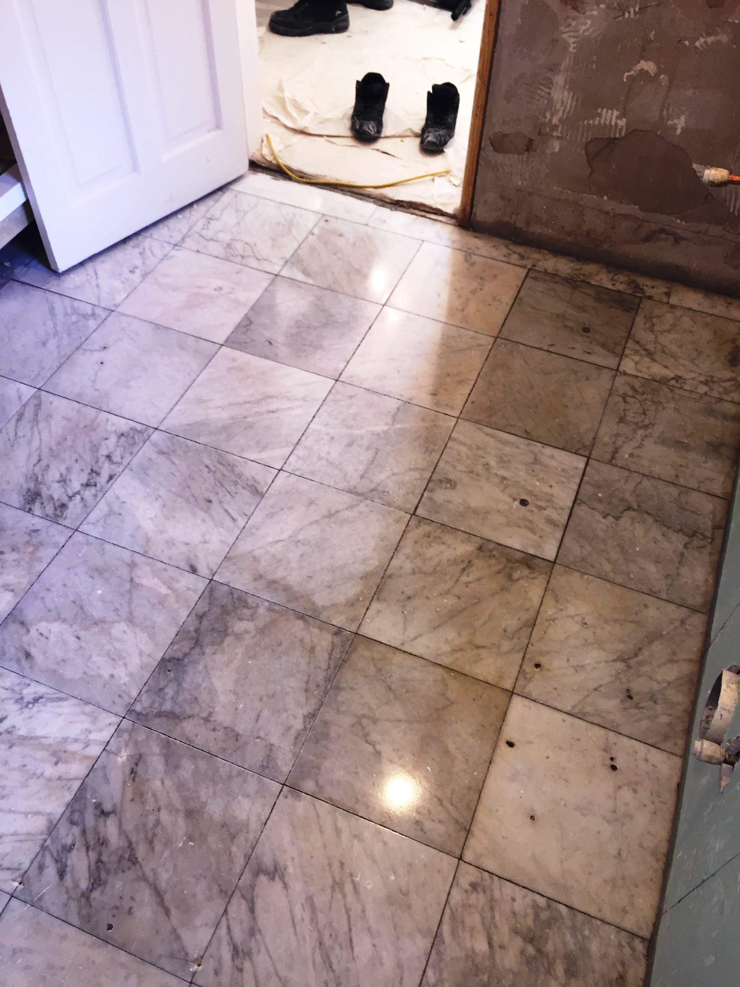 Marble Tiled Bathroom Floor After Restoration Walkerburn