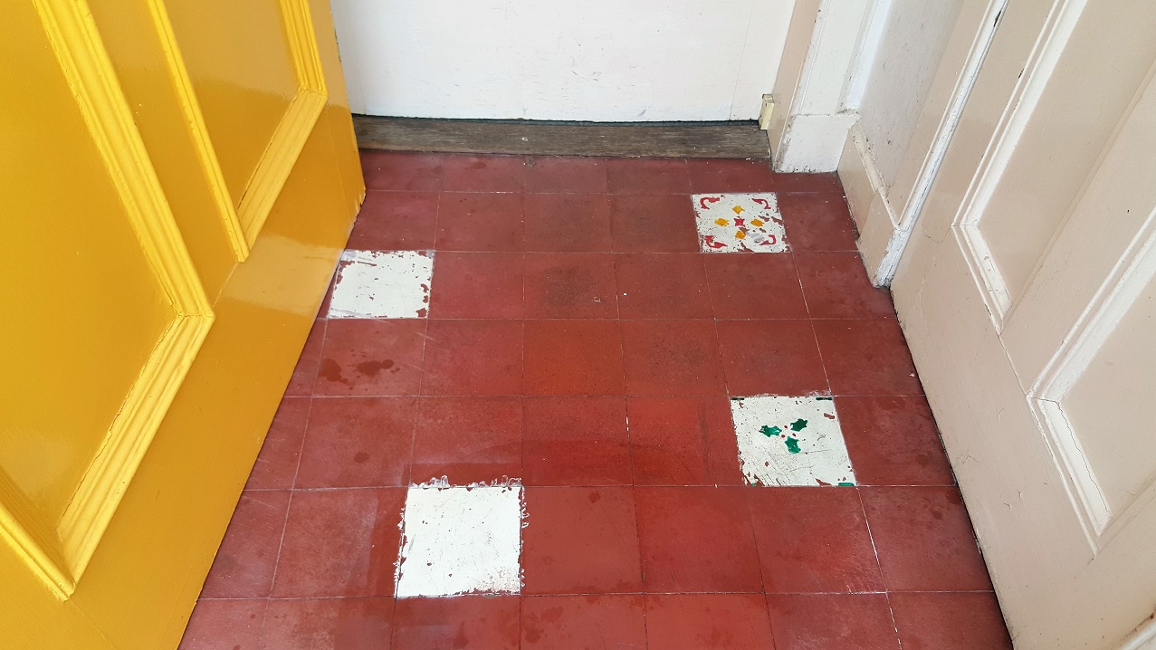 Quarry Tiled Porch Before Cleaning Edinburgh