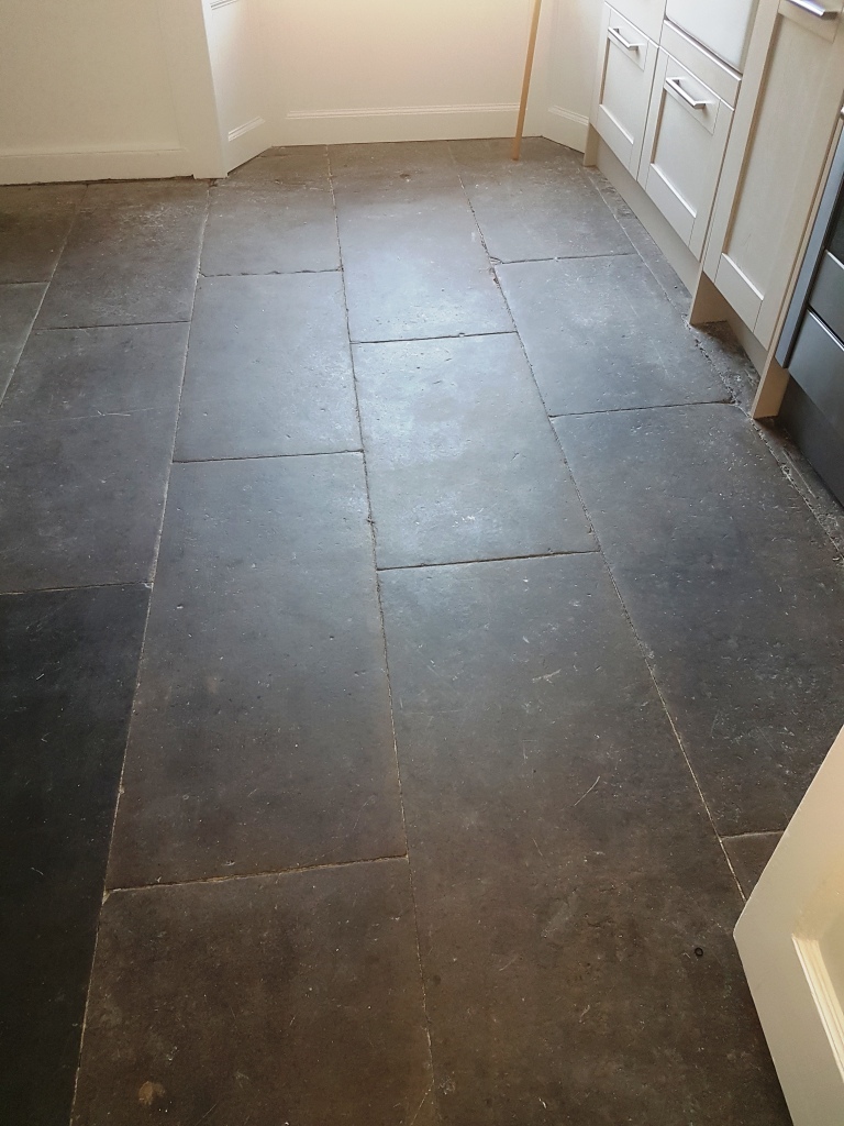 Flagstone Kitchen Floor Edinburgh Before Cleaning
