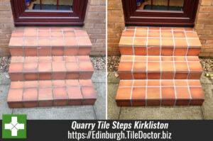 External Quarry Tile Steps and Grout Cleaned in Kirkliston