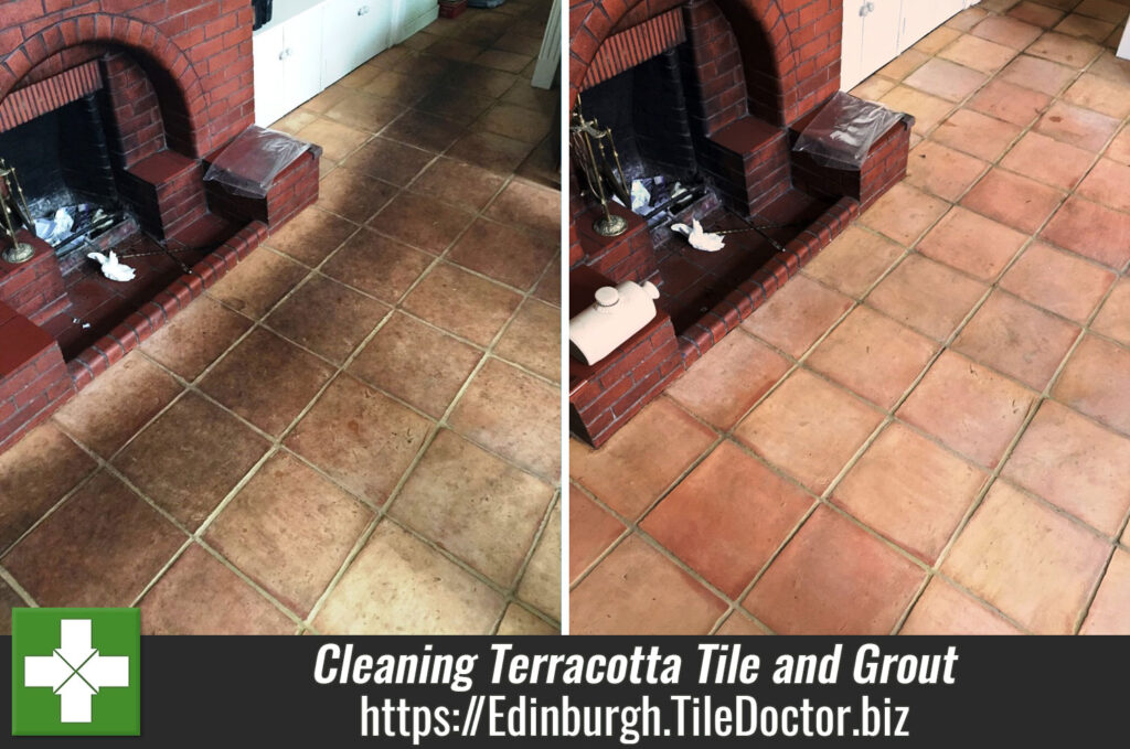 Terracotta Tiled Floor Cleaned in Edinburgh