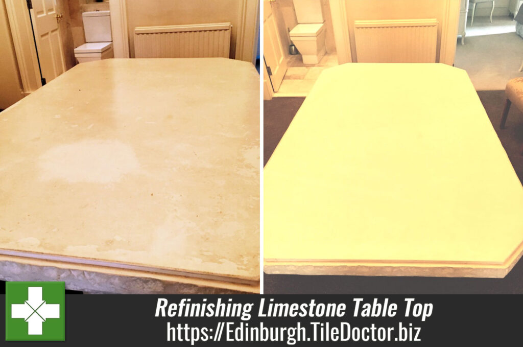 Refinishing a Limestone Table Top in Edinburgh City Centre