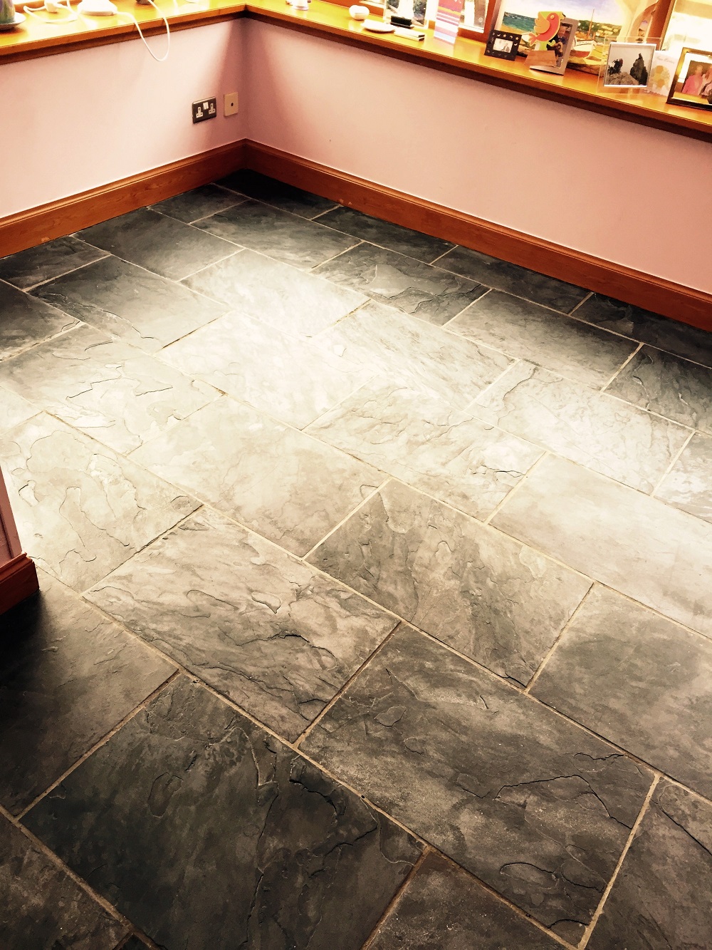 Slate Tiled Floor Before Cleaning Edinburgh