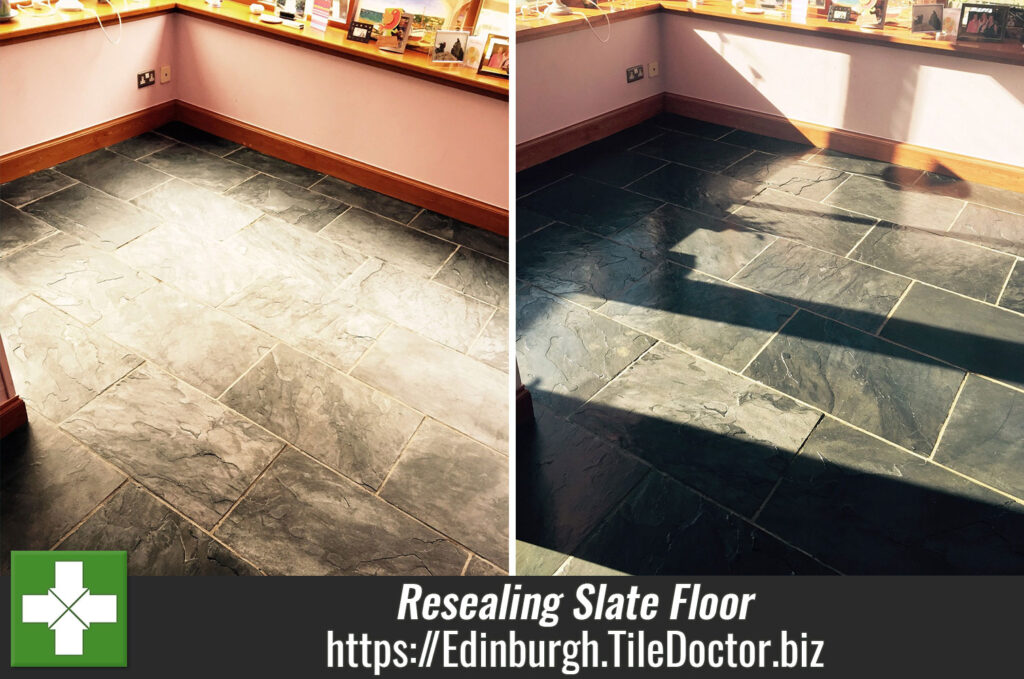 Slate Tiled Floor Stripped, Cleaned and Resealed in Edinburgh