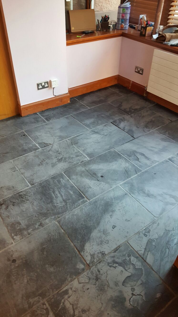 Slate Tiled Floor Stripped Ready for sealing Edinburgh