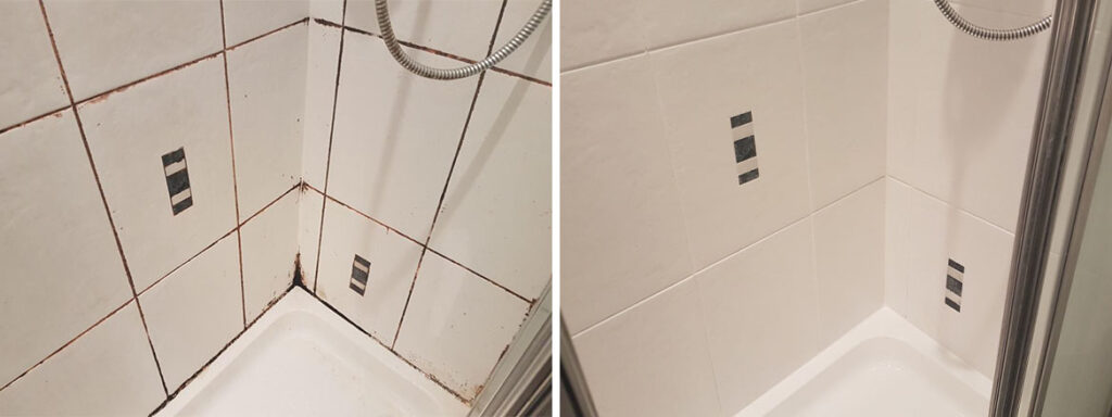 Shower Grout Before and After Restoration in Edinburgh
