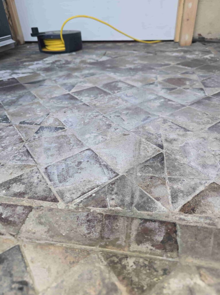 Victorian Tiled Vestibule Floor Before Restoration Morningside Edinburgh