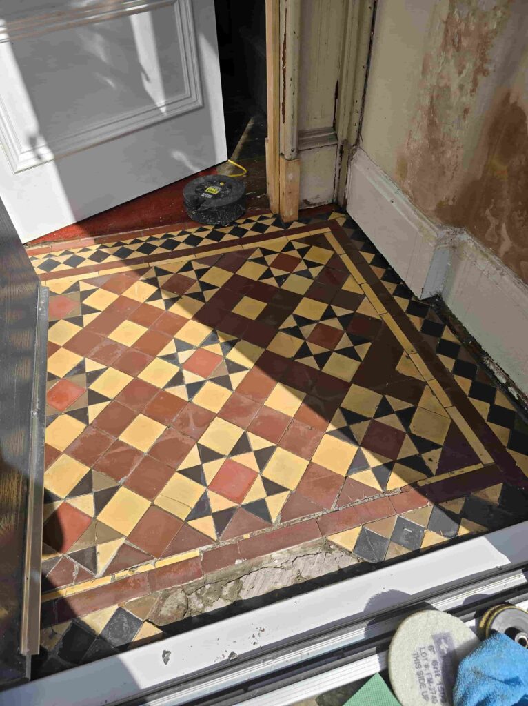 Victorian Tiled Vestibule Floor During Cleaning Morningside Edinburgh