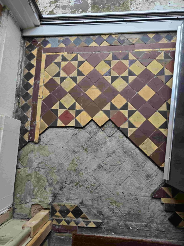 Victorian Tiled Vestibule Floor During Repair Morningside Edinburgh