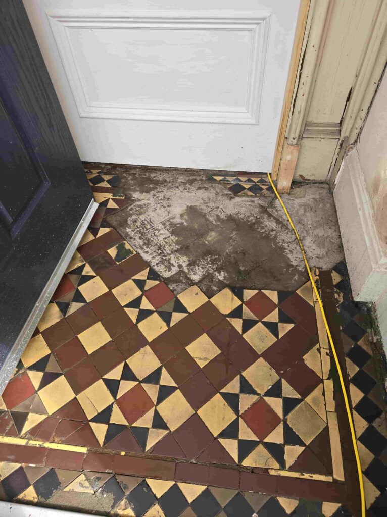 Victorian Tiled Vestibule Floor During Repair Morningside Edinburgh