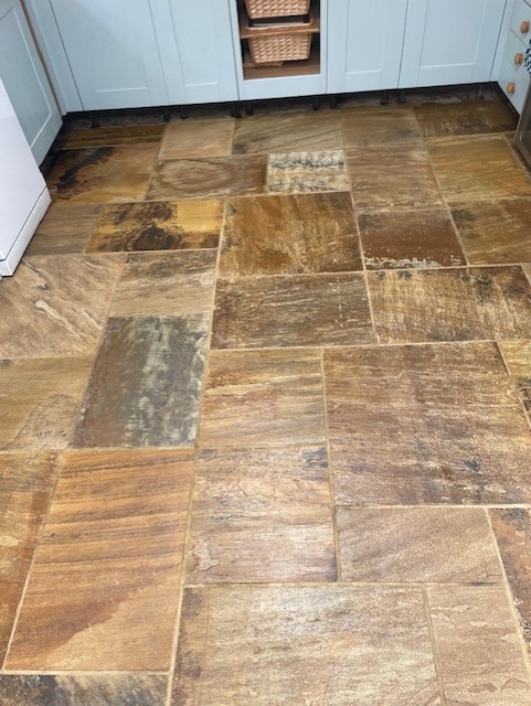 Indian Sandstone Kitchen Floor Melrose After Clean and Seal