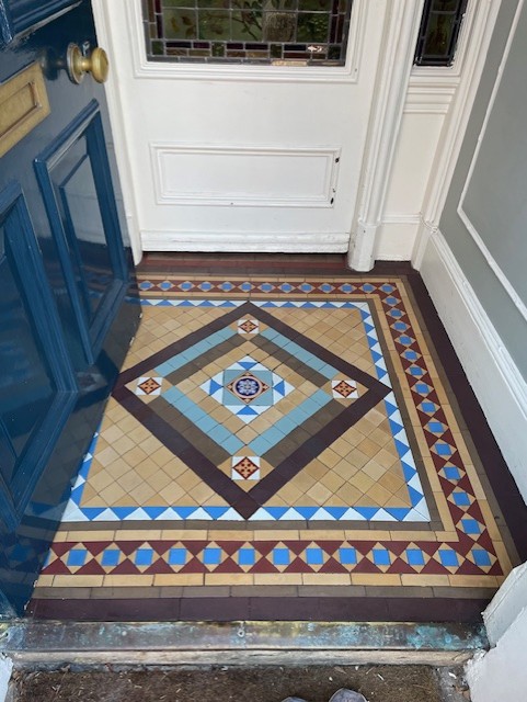 Victorian Tiled Vestibule Before Clean and Seal Trinity Edinburgh