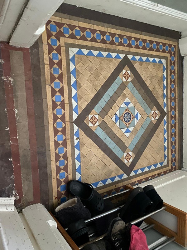 Victorian Tiled Vestibule Before Clean and Seal Trinity Edinburgh